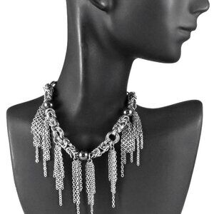 Unique Steel Chains + Hematite, Black Onyx or Blue Gemstones Choker Necklace